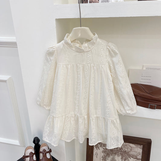 Spring and Autumn Girls' Dress, New Embroidered Flower Long Sleeve Versatile Princess Dress for  Drop Shipping