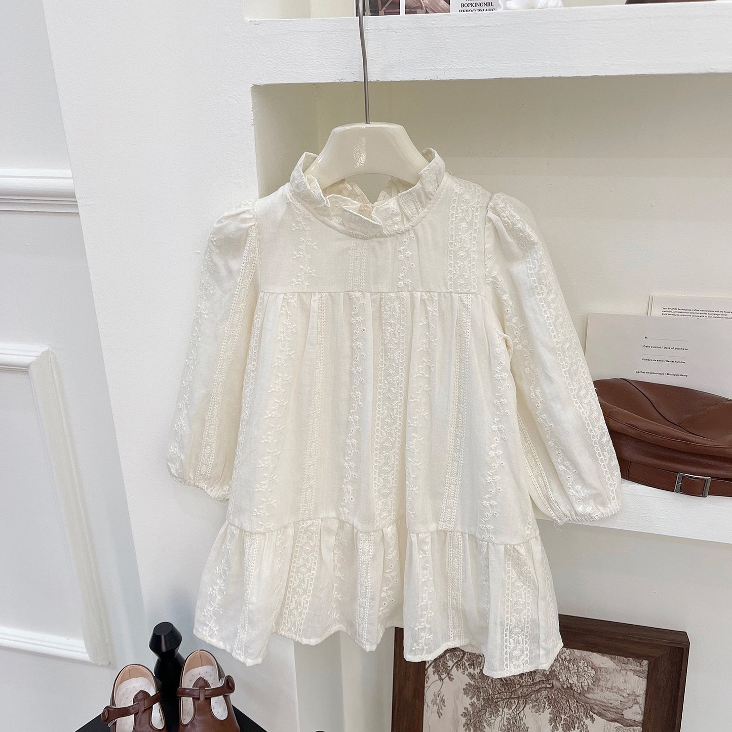 Spring and Autumn Girls' Dress, New Embroidered Flower Long Sleeve Versatile Princess Dress for  Drop Shipping