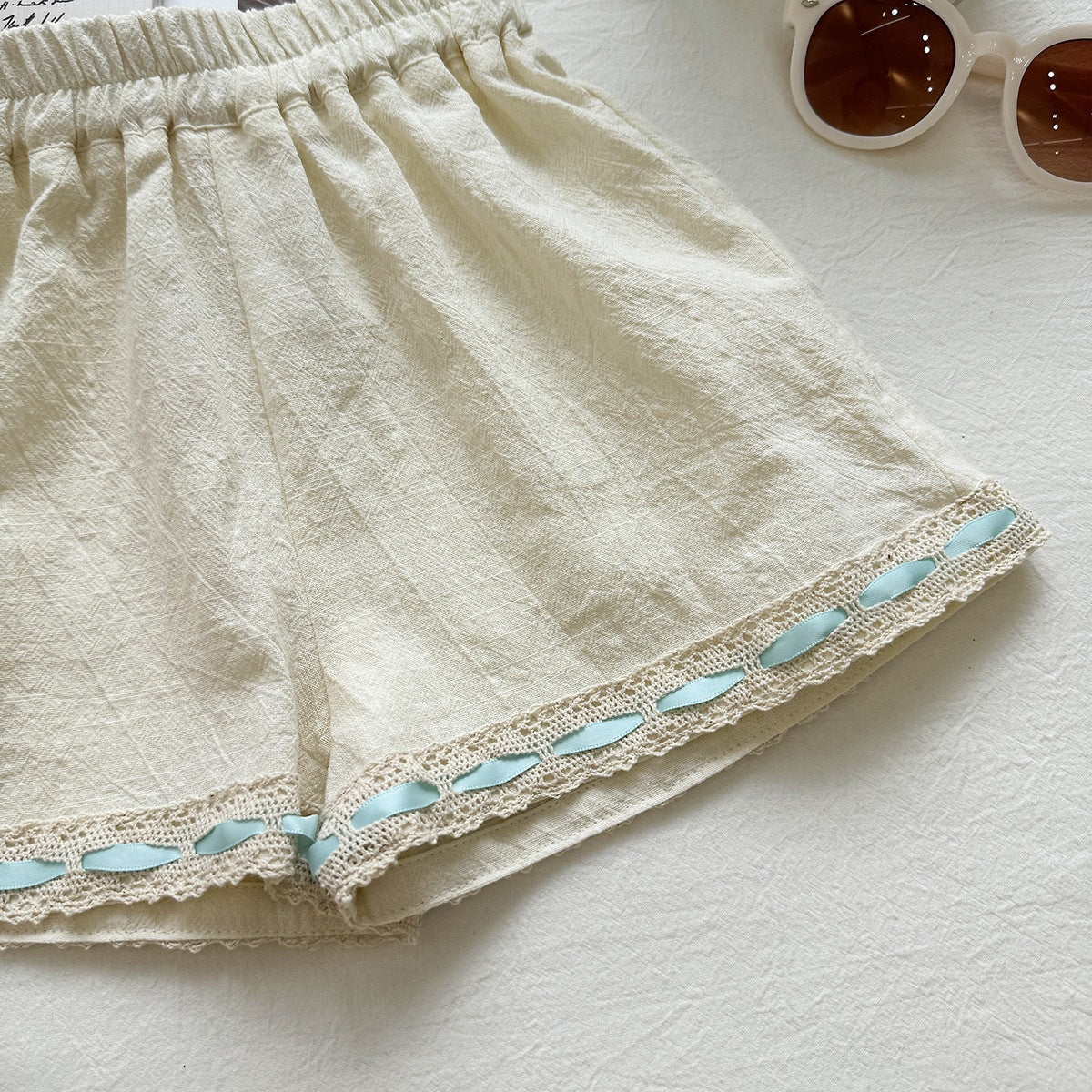 Summer Girls' Outfit Set Sweet Bow Embroidery Sleeveless Top and Shorts Two-Piece Set Foreign Trade